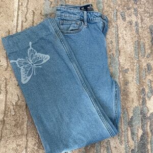 Hollister Blue Jeans with Butterfly Design